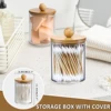 3/4Pcs Bathroom Organizer Set Qtip Holder Dispenser with Bamboo Lids Clear Acrylic Storage Box for Cotton Ball/Swabs Storage NEW 4