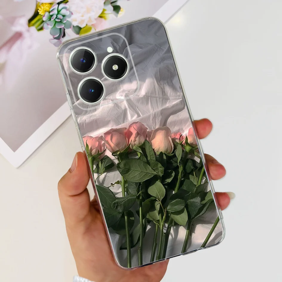 Elegant Floral Soft Silicone Clear Phone Case - Enhanced Protection and Style
