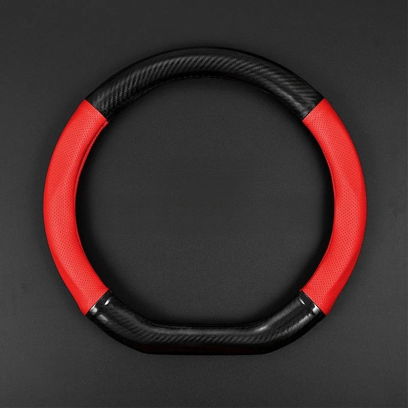 

Universal car steering wheel cover carbon fiber genuine leather anti-slip handle cover wear-resistant four seasons 37-38cm