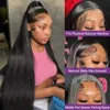 36 38 Inch 13x6 HD Transparent Bone Straight Lace Frontal Wigs 5x5 Glueless Wear and Go Human Hair Wig 200 Density for Women 2