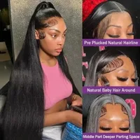 36 38 Inch 13x6 HD Transparent Bone Straight Lace Frontal Wigs 5x5 Glueless Wear and Go Human Hair Wig 200 Density for Women 2