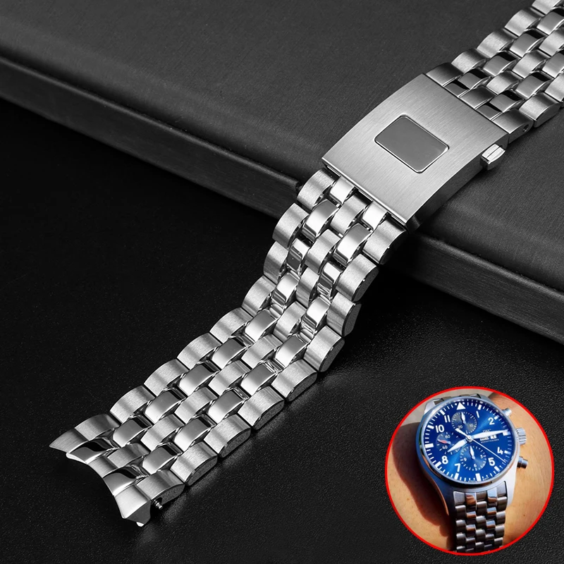 

20mm 21mm Solid Stainless Steel Watchband for IWC Pilot Mark 17 18 IW377714 IW377717 IW377710 Watch Strap Men's Bracelet