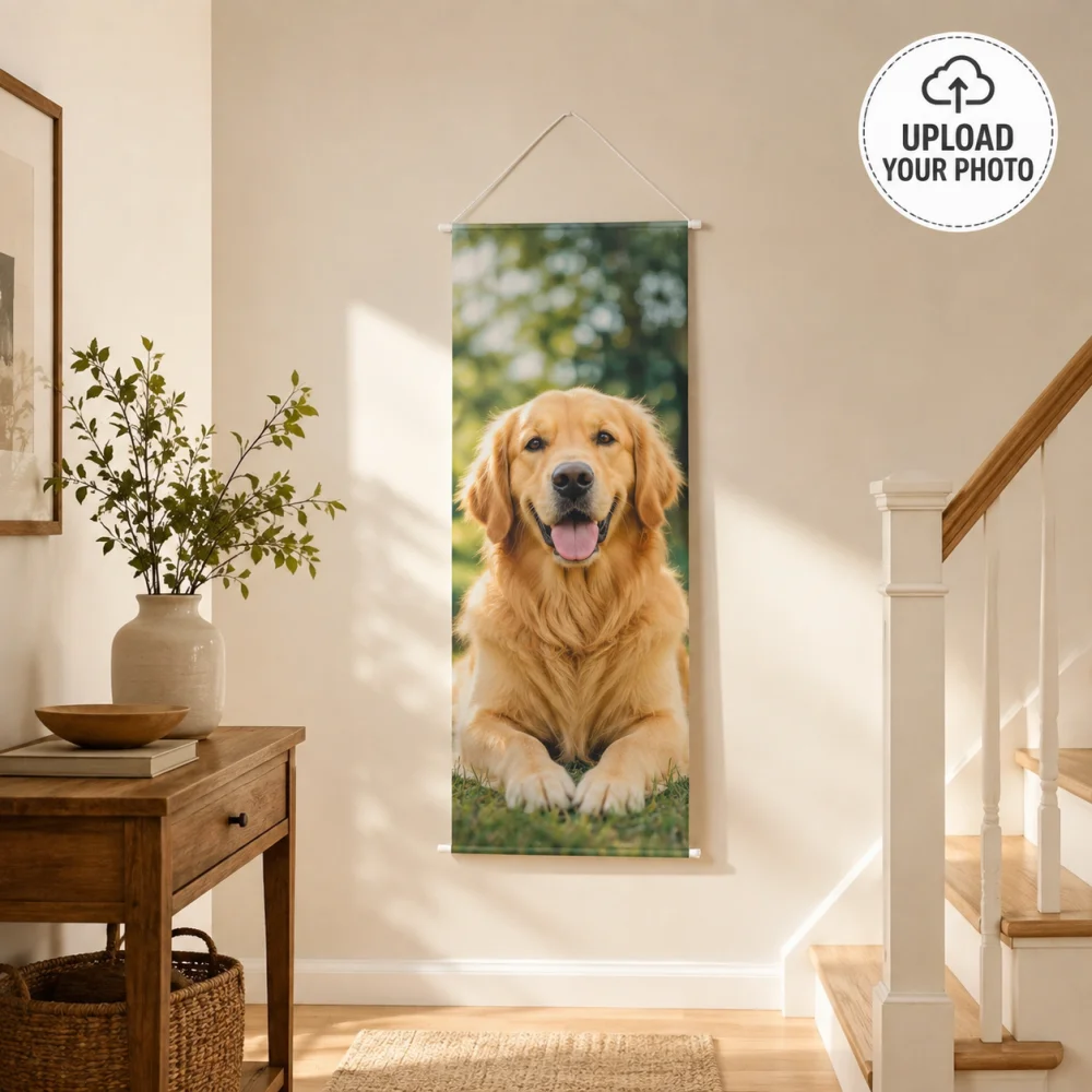 1 pièce de bannière murale personnalisée avec photo, tapisserie à double tige pour décoration de chambre à coucher, cadeau exclusif 1