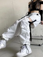 Korean Detachable Y2k Pants Casual Loose Solid High Waist Patchwork Hollow Out Pantalones 2022 Draw String Punk Wide Leg Pant 1