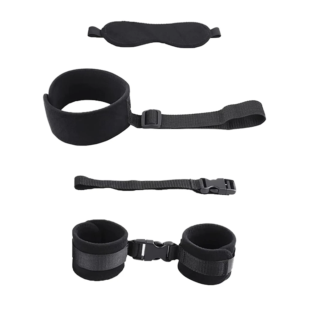 Sexy Leather Bondage Kits Adults Sex Toy Set for Women Men Handcuffs Ankle Cuffs Fetish Slave Collars Adult Bed Games