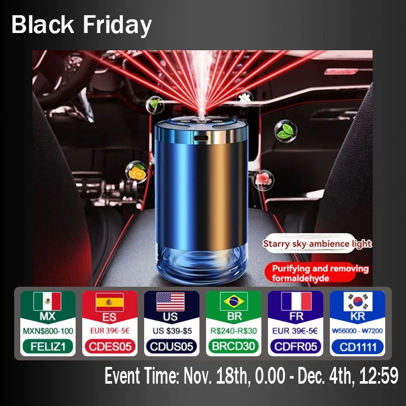 Smart Car Air Freshener Level 5 Adjustable USB Charging Car Fragrance Diffuser Air Freshener Essential Oil Fragrance Gift air freshener