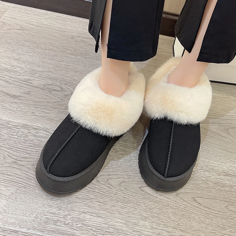 Woolen shoes women wear fur one snow boots winter new slip-on warm cotton shoes