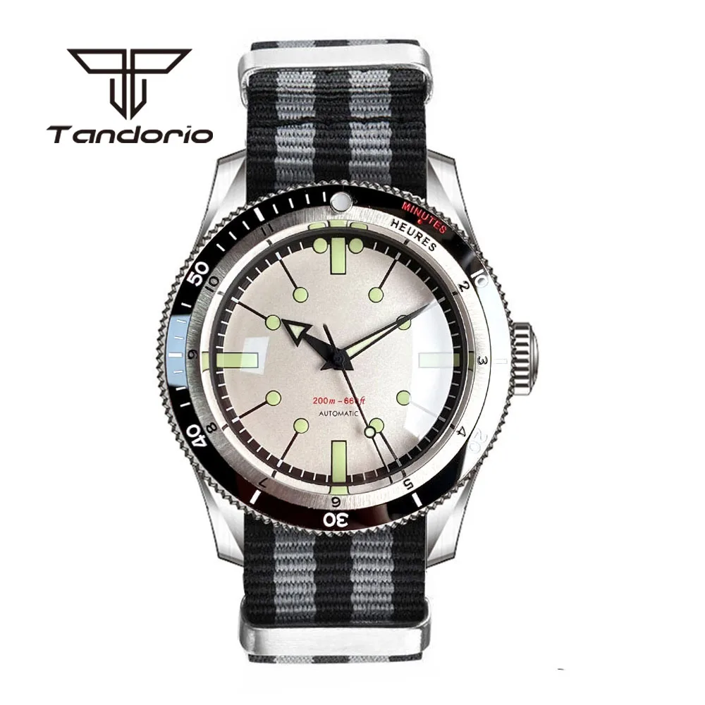 Tandorio Double Domed Sapphire Crystal 20bar 40mm Automatic Watch for Men NH35A PT5000 Movement 120 Clicks Bezel Luminous Dial