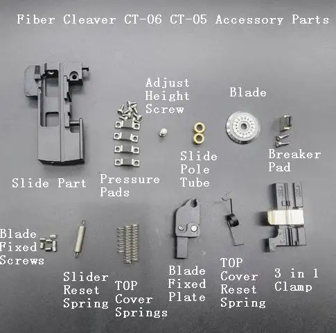 Fiber Cleaver CT-06 CT-05 Accessories Parts CT06 Blade/Pressure Pad/Slider Part/Fixed Blade Plate/Fiber Holder/Springs/Screws fashion 5 zipper slider head for nylon zipper tape bag zipper slider purse clothing zip puller repair kit sewing accessories