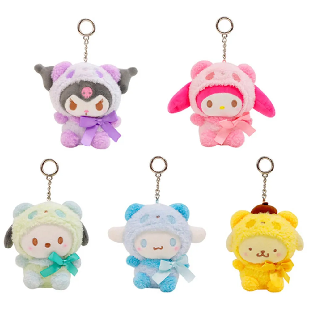 

6 Styles Sanrio Cartoon Keychain Plush Toy Kuromi My Melody Pochacco Pompom Purin Cinnamoroll Cute Soft Stuffed Dolls Pendant