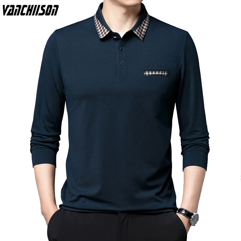 

Men Long Sleeve T Shirt Tops for Spring Turndown Collar Dad Father Clothing Pocket Plus Size 3XL 4XL 100kg 00412