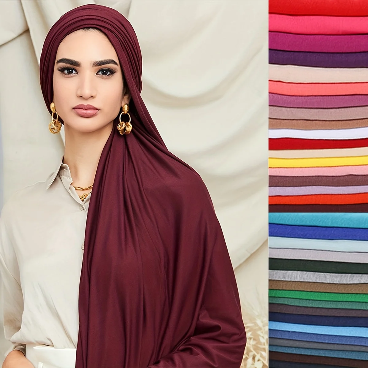 2023 New Modal Cotton Jersey Hijab Scarf Long Muslim Shawl Plain Soft Turban Tie Head Wraps For
