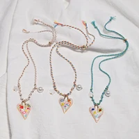 Collier avec pendentif en forme de cœur en corde nouée à la main, chaîne de pull à la mode, collier de perles étoiles empilables pour femmes, nouveau Design de bijoux 5