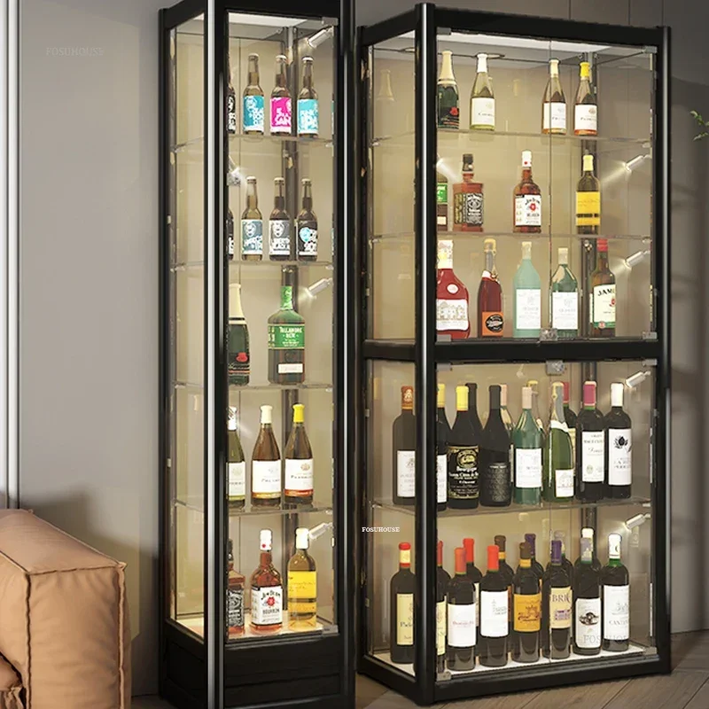 Simple Wine Cabinet Display Cabinet Modern Home Living Room Floor-standing Wine Storage Light Luxury Glass Small CabinetZXC