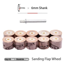 10PCS Sanding Flap Set with 6mm Shank Grinding Wheel Head Sander Abrasive Tools Sandpaper Rust Removal for Dremel Rotary Tools
