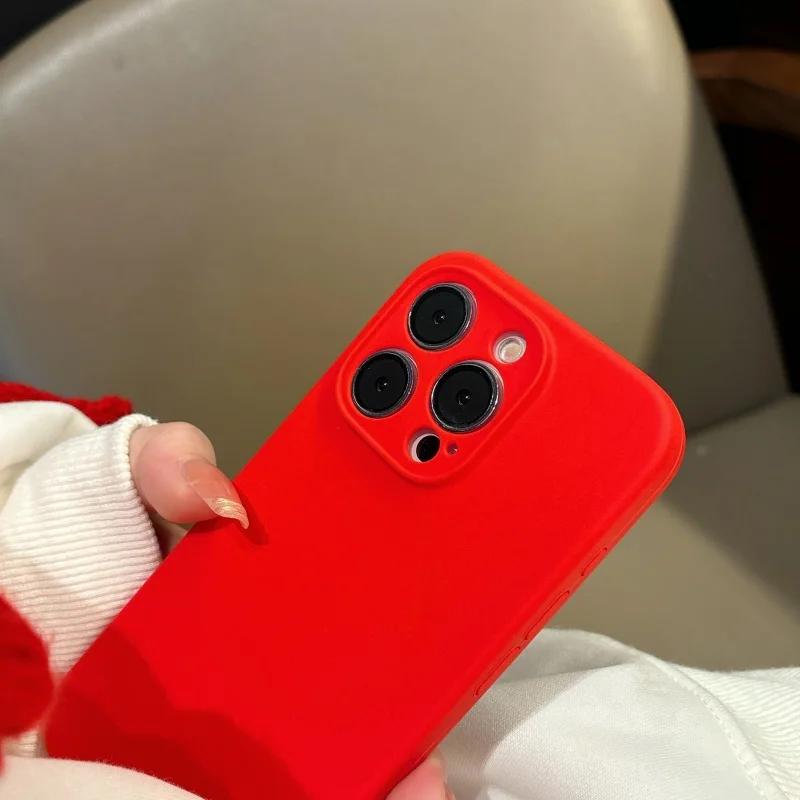 Premium Chinese Red Liquid Silicone Magnetic Case with MagSafe Compatibility, Wireless Charging, and Soft Touch Finish