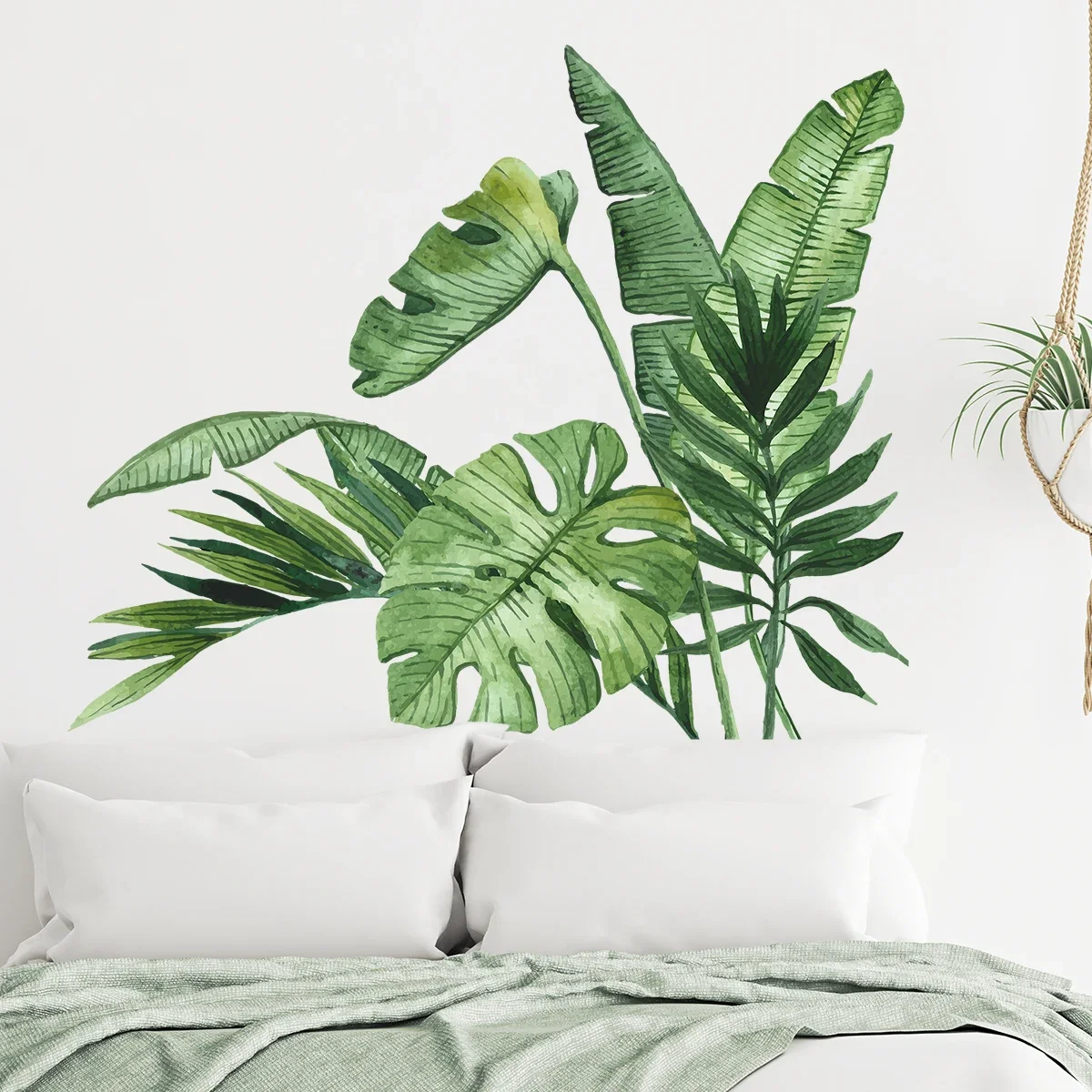 Realistic Tropical Green Turtle Leaf Wall Stickers for Living Room Decor Children Room Bedroom Bathroom Decoration Wall Decals