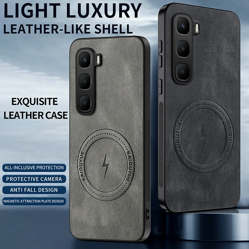 Magnetic Napa-Textured Silicone Leather Shockproof Bumper Case with MagSafe Compatibility