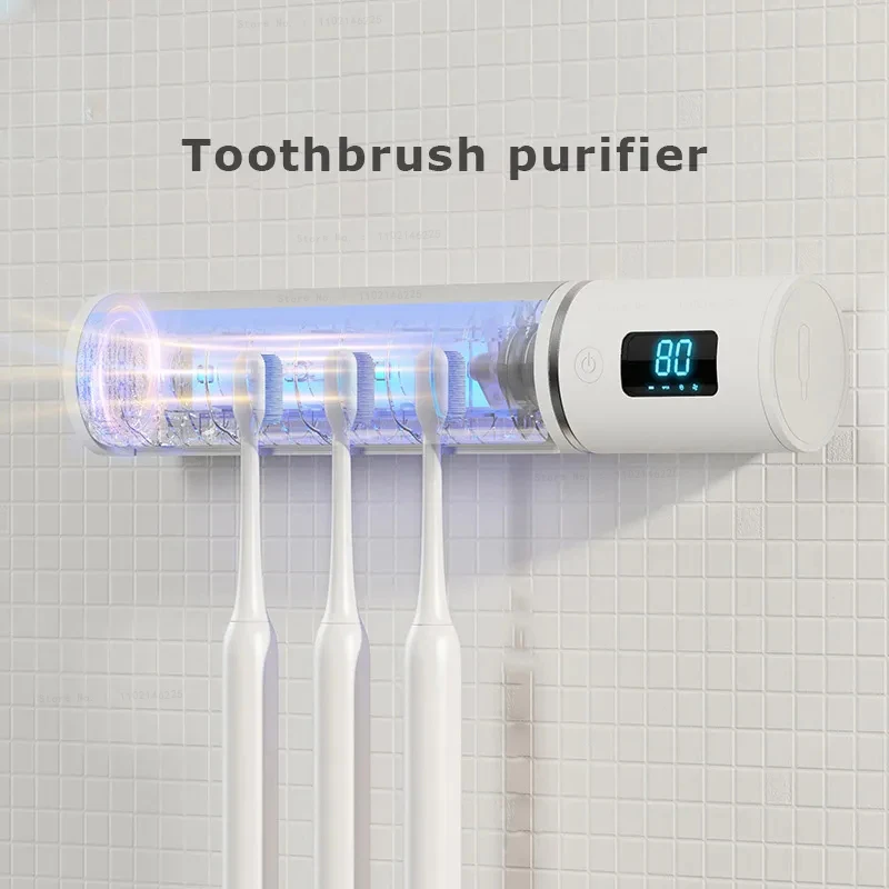 Porte Brosse à Dents Mural UV Zaxiva - Stérilisateur Rechargeable USB, Support Pour 4 Brosses, Sans Perçage