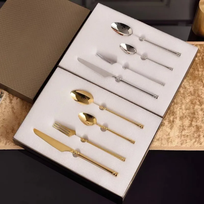 High End Stainless Steel Knife Fork Spoon Four Piece Set Steak Knife Fork and Spoon European Style Western Tableware Set