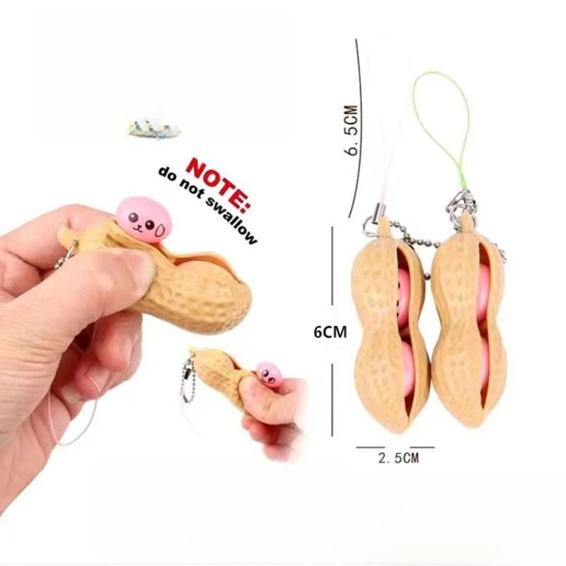 Fidget Toys Edamame Squishy Keychain Stress Relief Squeeze Peas Beans Adult Toy Decompression Pack