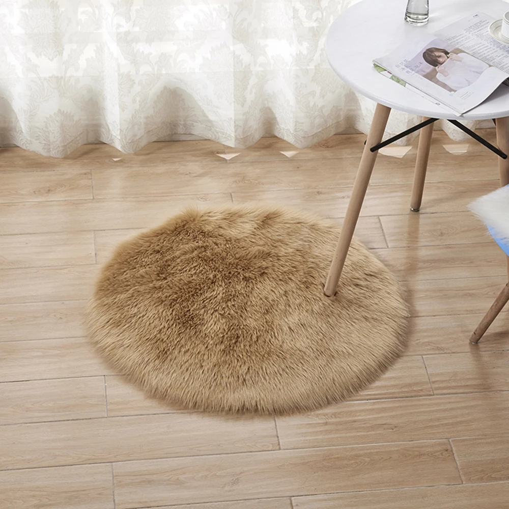 Carpet Soft Machine Floor Small Rugs Mat Warm Artificial Sheepskin Rug Chair Cover Fluffy Round Rug Carpet Circles