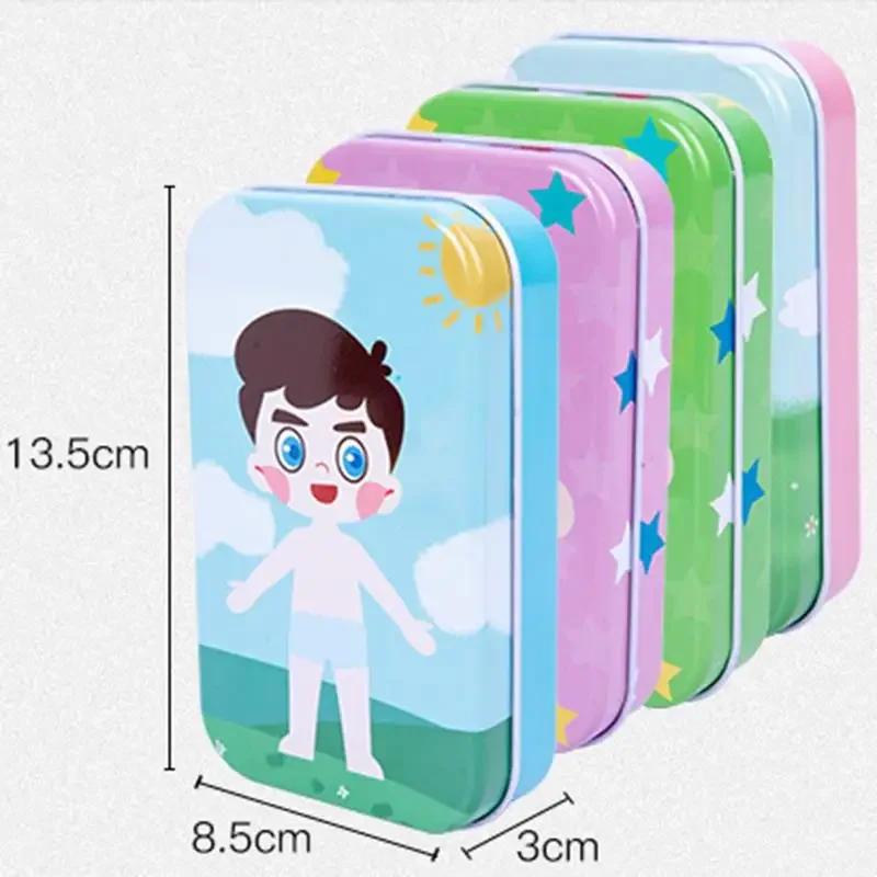 Magnetic 3D Puzzle Children Dress Up Expression Travel Tin Box Jigsaw Game Early Education Imagination Toys Gifts For Girls 6