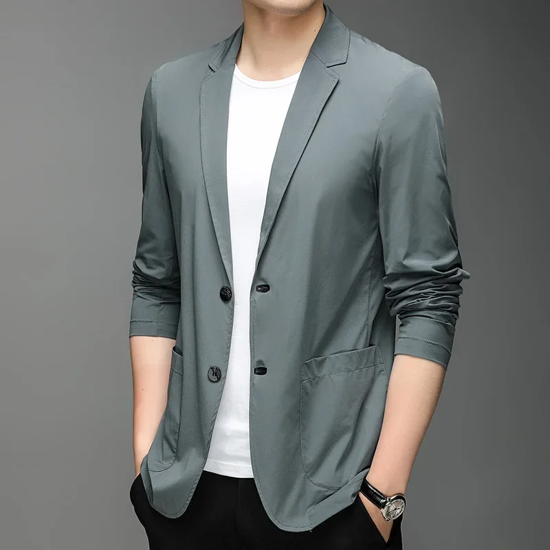 

DYB&ZACQ Summer Ice Silk Suit Men's Thin Sunscreen Casual Clothes Small Suit Thin Spring and Autumn Single West Coat Top