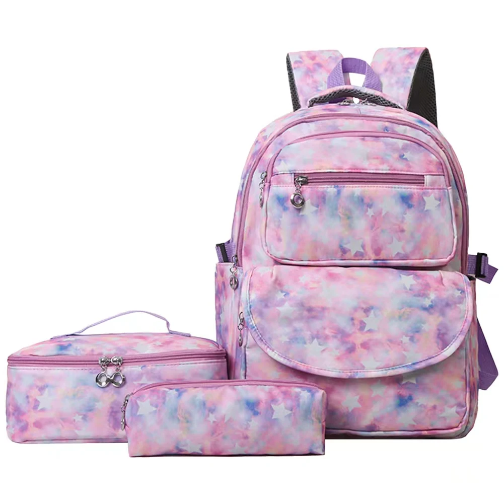 Children Fashion Bag Three Pieces Suit For Teenagers Pencil Bag Lunch Bag School Bag High Capacity Student Girls Backpack Set 1