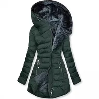 European American New Fashion Women's Solid Color Simple Basic Slim Casual Trendy Daily Hooded Quilted Coats Female Parkas Tops 1