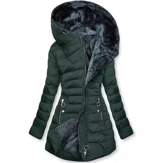 European American New Fashion Women's Solid Color Simple Basic Slim Casual Trendy Daily Hooded Quilted Coats Female Parkas Tops 1