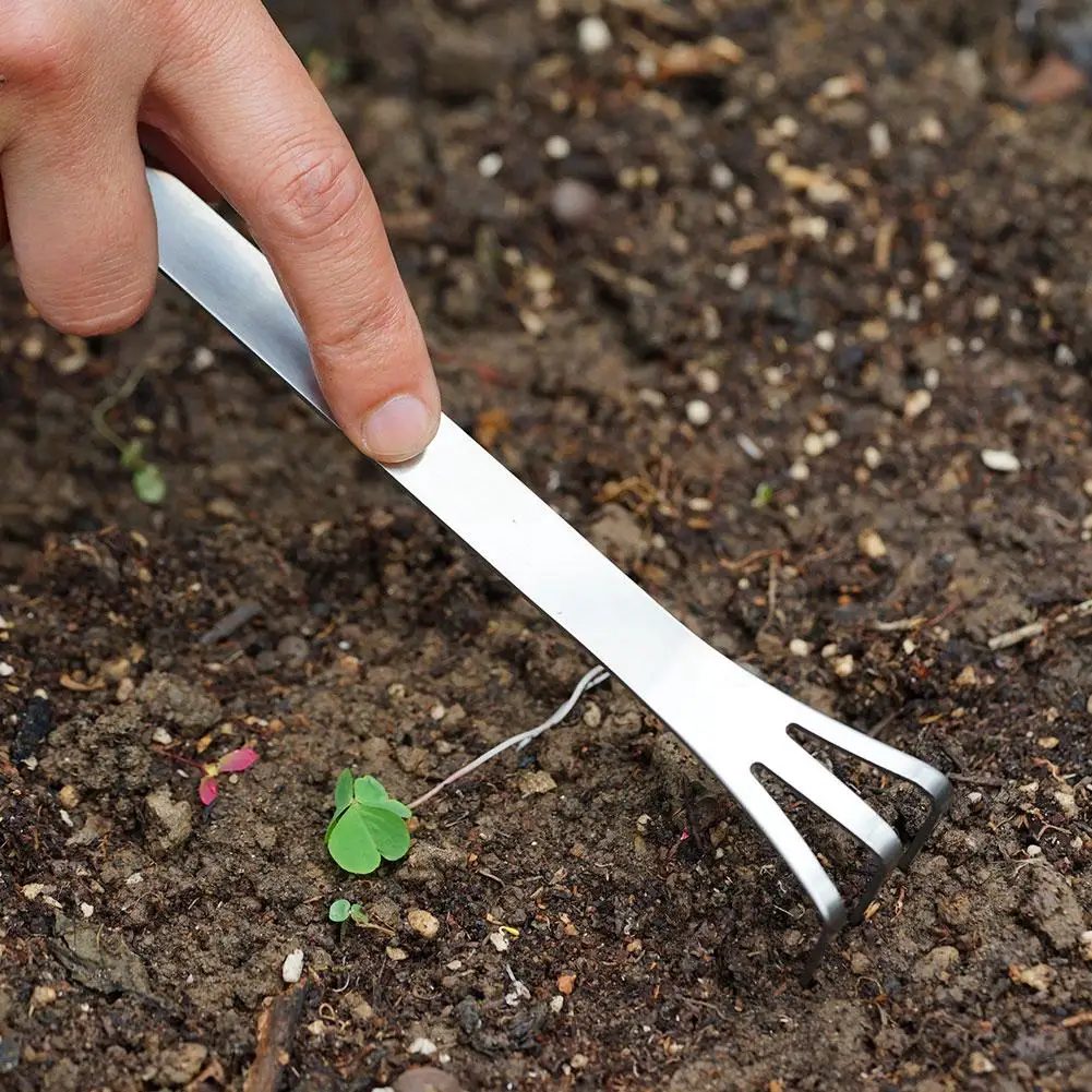 Steel Bonsai Tweezers Pick Buds Bonsai Rake Soil Change Knife Soil Pot Tool Loose Modeling Moss Rake Pot Pressure J3Q4