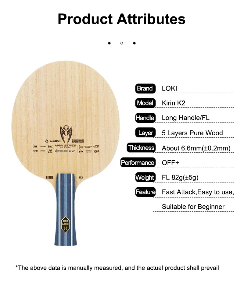 LOKI Kirin K1-T K1/K2/K3 Tischtennisschläger, Anfängertraining, 5/7-lagiges Ping-Pong-Paddel aus reinem Holz für Blade Racket Fast Attack – Detail 9
