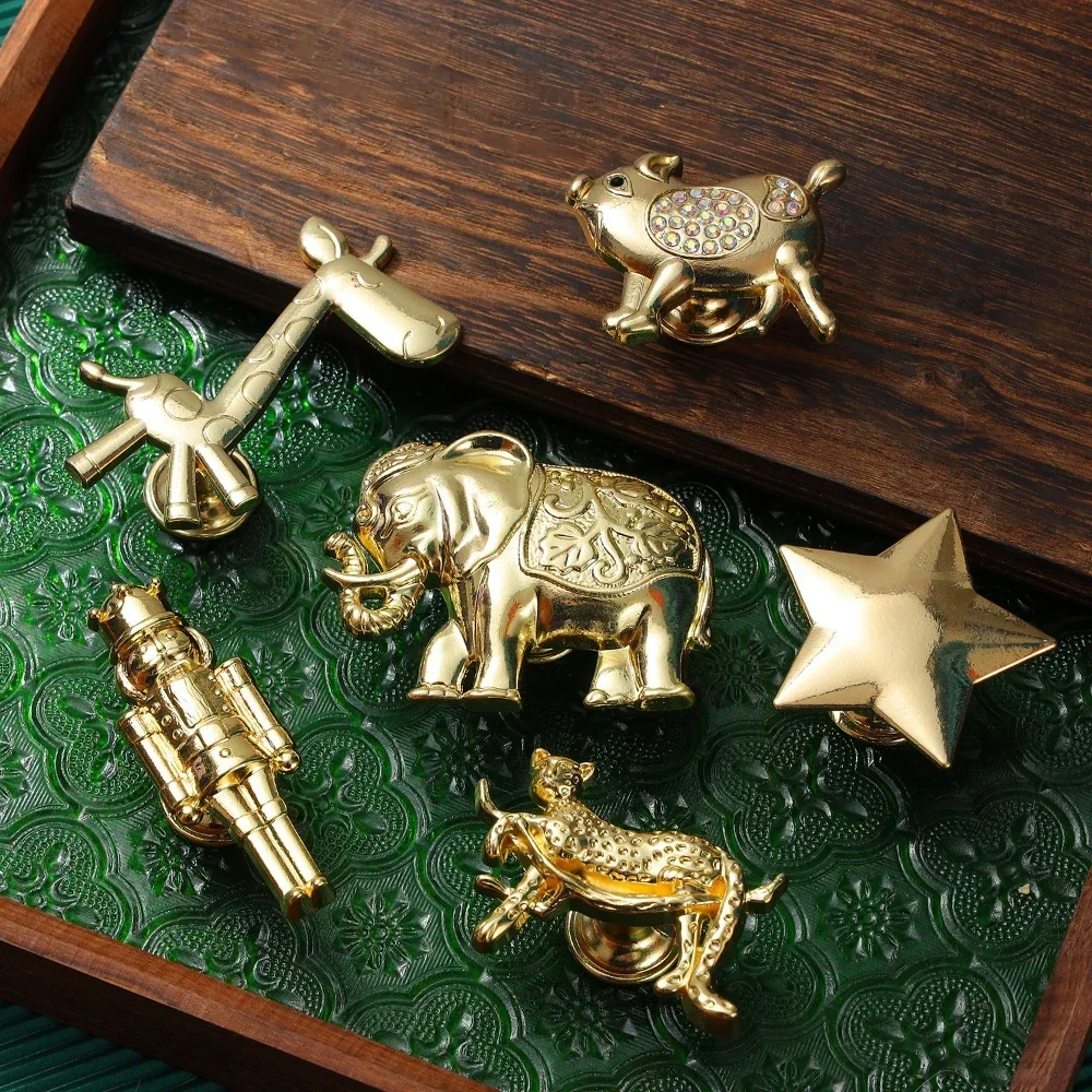Furniture Handles furniture handles kitchen door handles Cabinet Knob Handle for Furniture and Drawers Cupboard Door Handles Pulls Drawer Knob Gold Dresser Plant Animal Handle