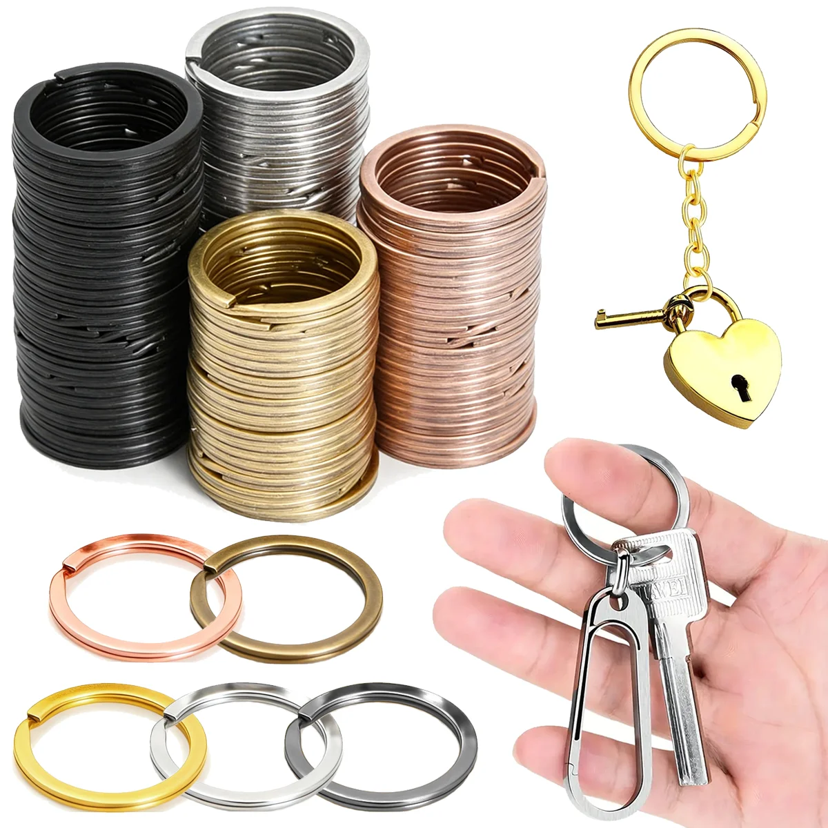 50/100/150 Stück Metall-Flachschlüsselringe 1 Zoll Abnehmbare Geteilte Schlüsselringe für Zuhause Büro Schlüsselzubehör DIY Bastelset Geschenke
