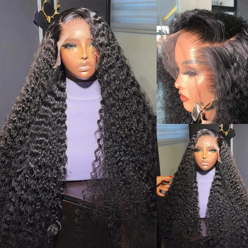 250 Density 30 40 Inch 13x6 HD Transparent Loose Deep Wave Lace Frontal Wig Human Hair Remy Curly 13x4 Lace Front Wigs For Women