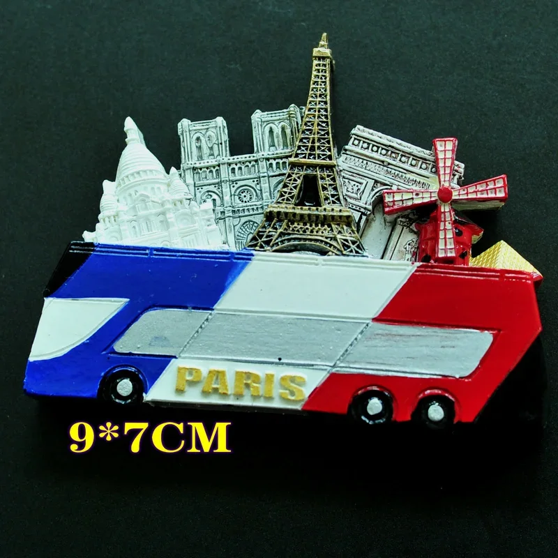 New Design Europe Travel Souvenir Resin Fridge Magnets Paris France Creative Refrigerator Sticker Decor Gift for Family