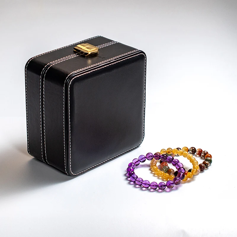 High end Makeup Box with Matte Leather Surface for a Luxurious Feel, Cosmetics and Jewelry Storage Box, Metal Buckle