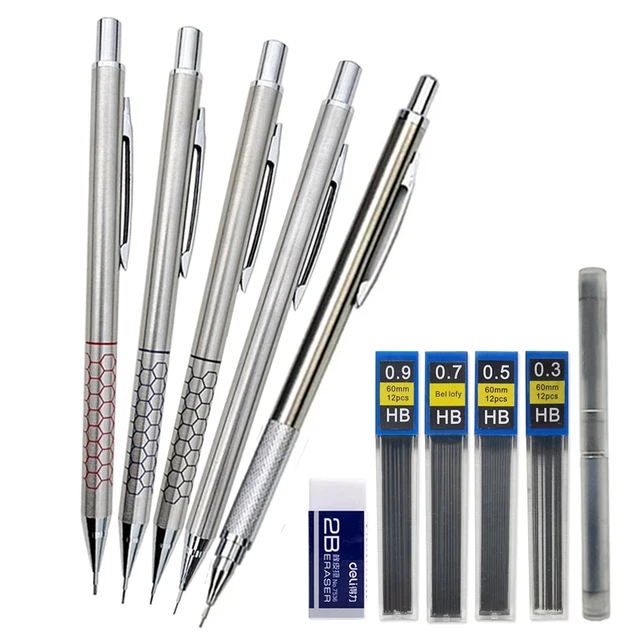 0.5 0.7 0.9 1.3 2.0mm Mechanical Pencil Set Art Automatic Metal Drafting  Pencils Drawing Sketching with Leads Office School Gift - AliExpress