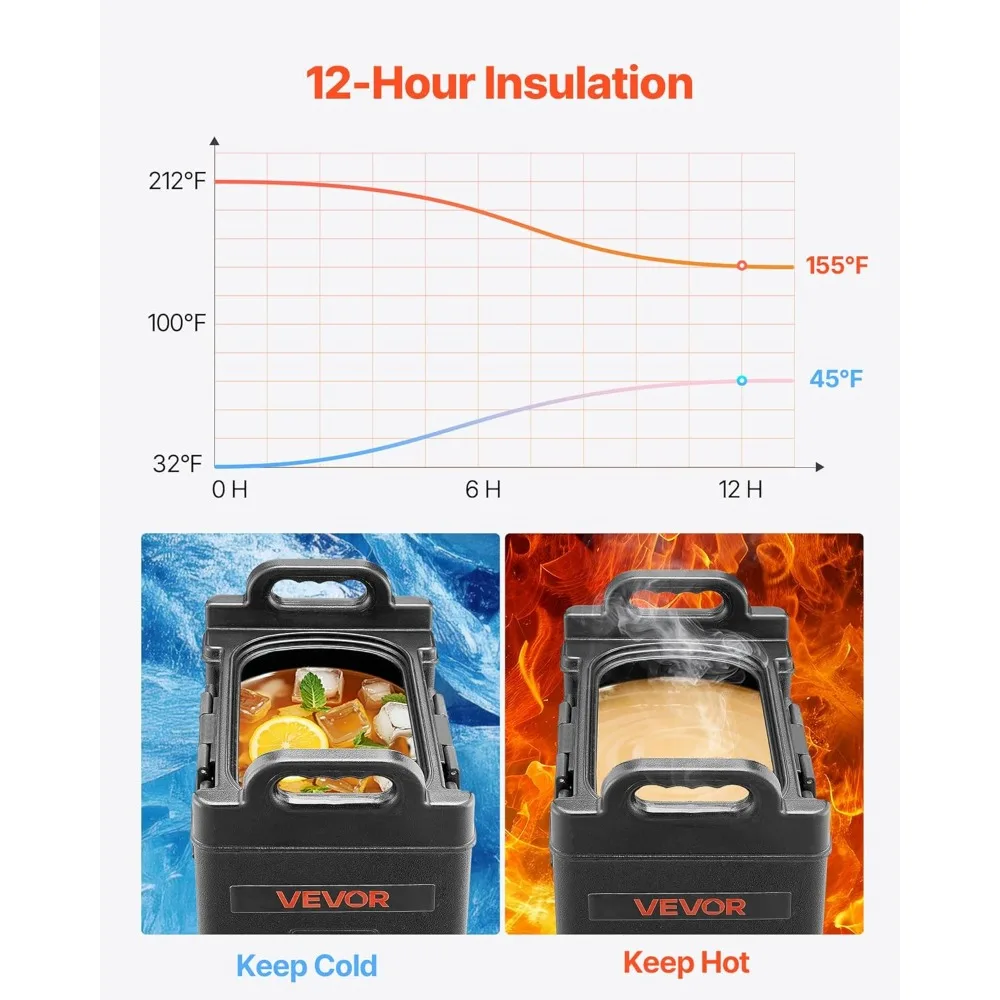 insulated beverage dispenser, 5 gal/19l hot and cold beverage server with spigot & handle, food-grade thermal drink dispenser c