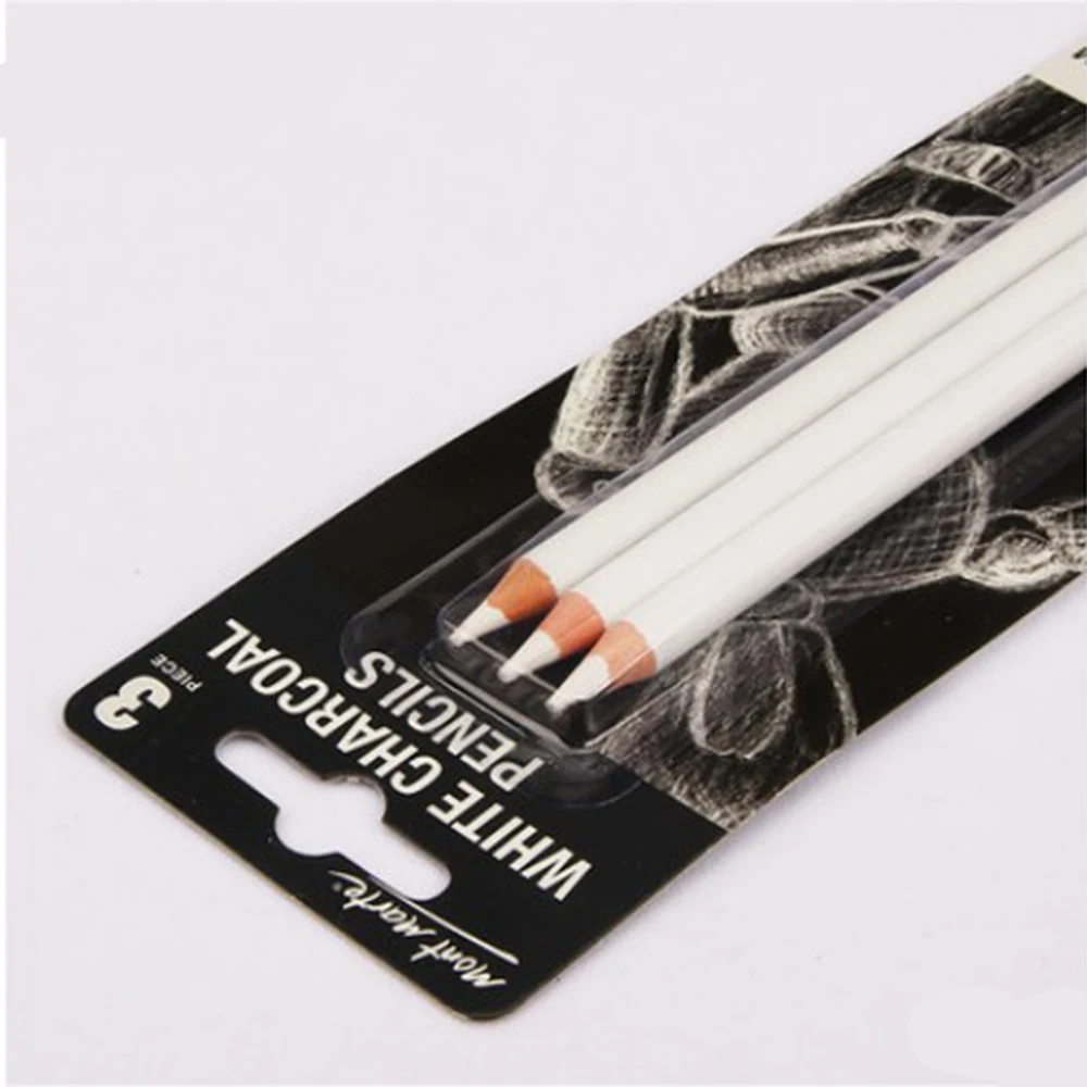 3Pcs/lot White Sketch Charcoal Pencils Standard Pencil Drawing Pencils Set For School Tool Painting Art Supplies Rated