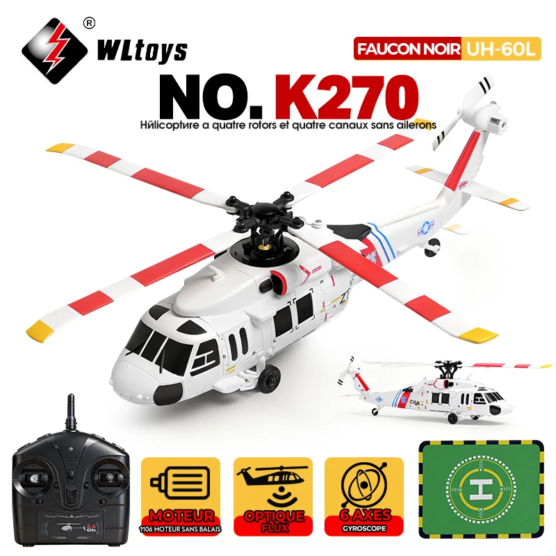 WLtoys K270 RC hélicoptère 2.4G 6-Aixs Gyroscope 4CH maintien d'altitude flux optique sans brosse télécommande hélicoptère jouet pour enfant