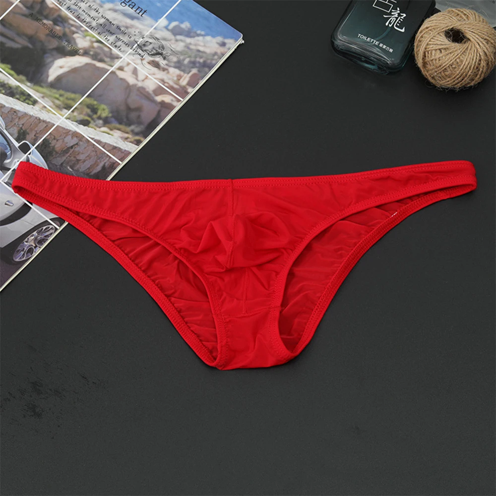 Mens Ice Silk Briefs Low Waist See Through Pouch Underwear Thin Section Breathable Underpant Bikinis Slip Panties Solid Lingerie summer gloves men ice silk sun proction driving non slip breathable thin touch screen elastic cycling fishing fingerless gloves