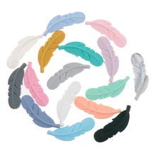 

QHBC Silicone Beads Baby Teether 5pcs Feather BPA Free Newborn Teething Necklace Pendant Silicona Accessories Pacifier Chain DIY