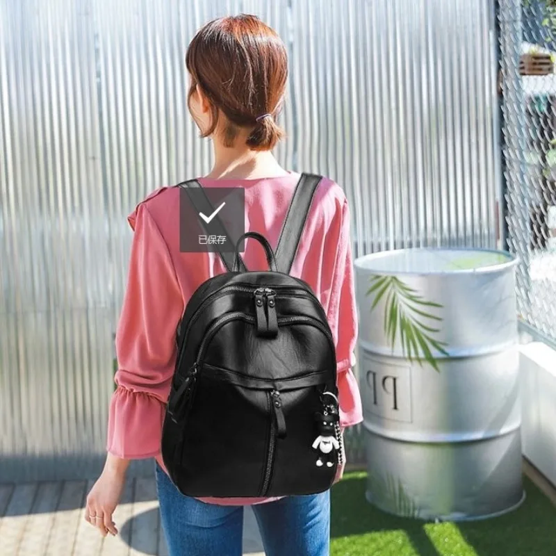 Gift non-violent bear backpack women's simple black casual backpack women's one-shoulder crossbody bag bag women