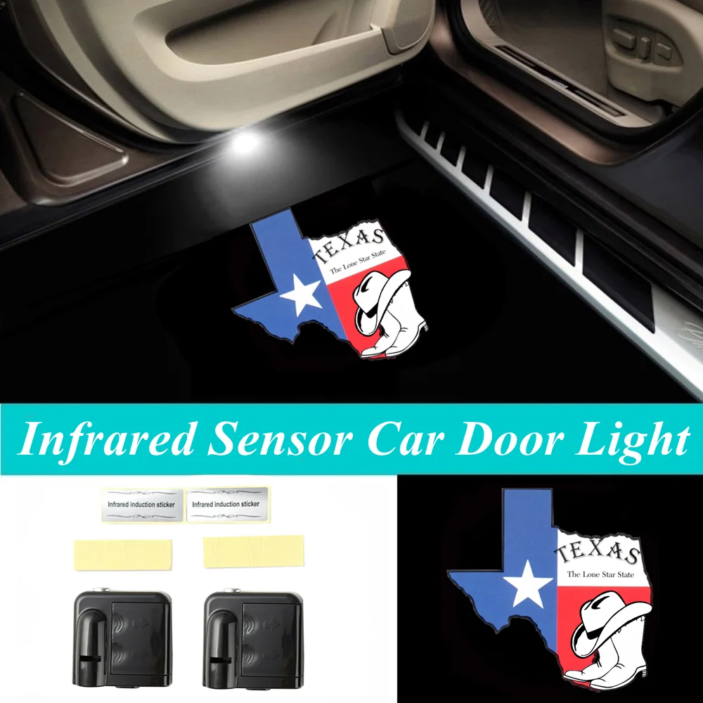 

2Pcs Texas The Lone Star LED Car Door State Logo Welcome Laser Projector Shadow Light for Sierra Silverado Colorado F150 250 350
