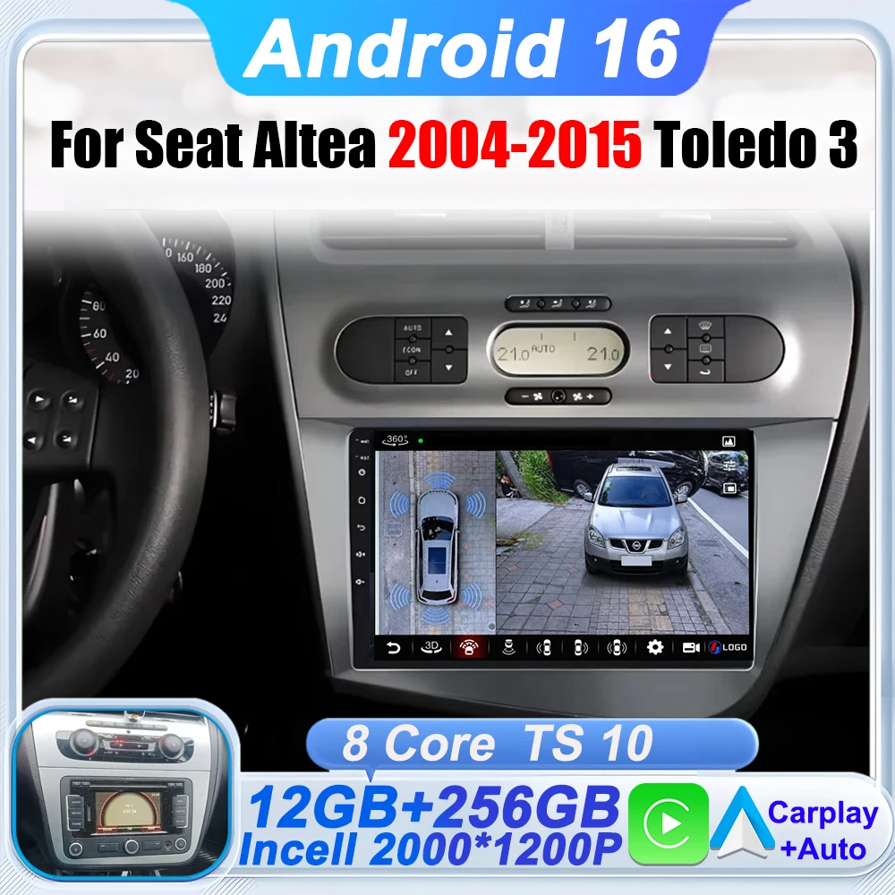 Wireless CarPlay Android Auto Radio Per Seat Altea 2004-2015 Toledo 3 Auto Multimedia GPS 2din Autoradio 5G Wifi Touch Screen BT
