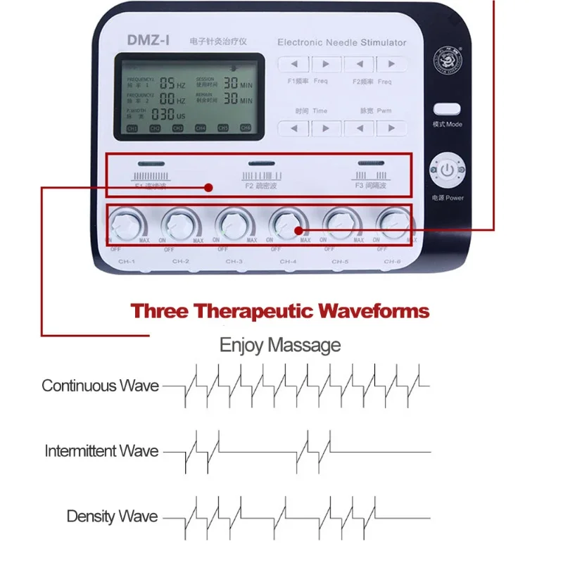 DMZ-I TENS Equipment Massager Needle Electric Muscle Stimulator 6 Output Channel Electroacupuncture Acupuncture Physiotherapy
