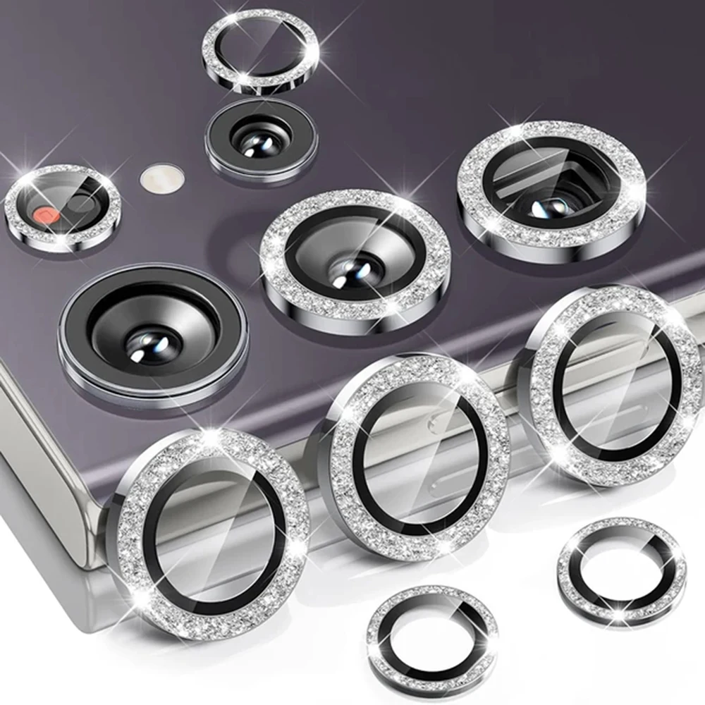 Glitter Bling Camera Lens Protector with Aluminum Alloy Ring and Alignment Board