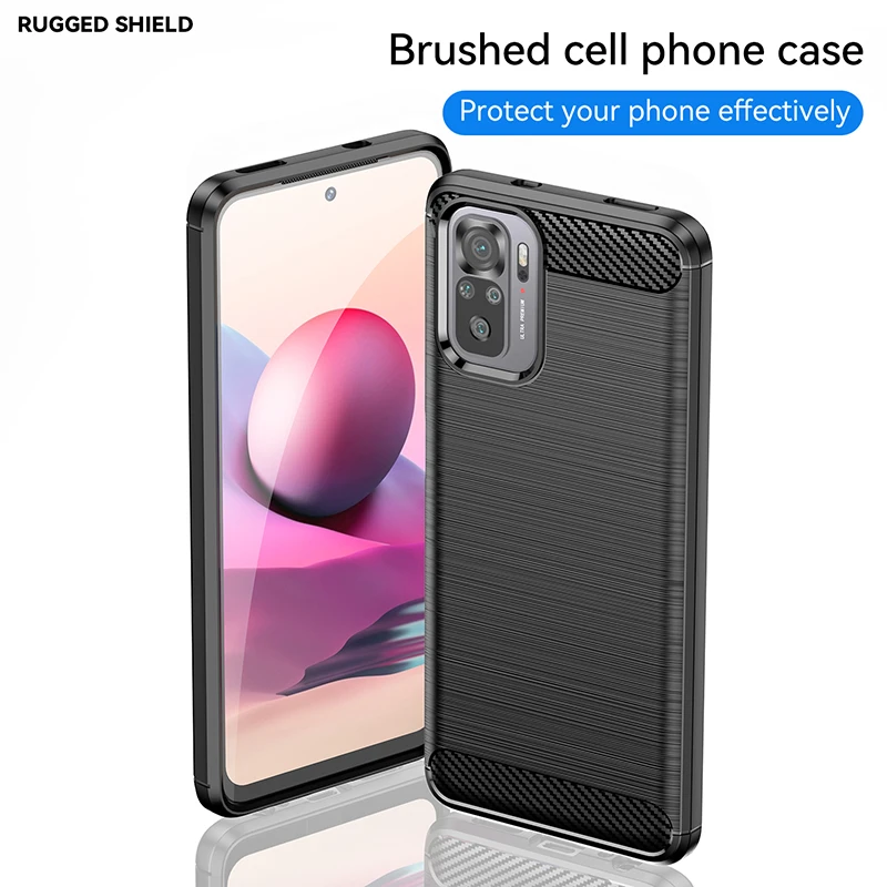 Carbon Fiber Silicone Case with Brushed Texture Back Cover